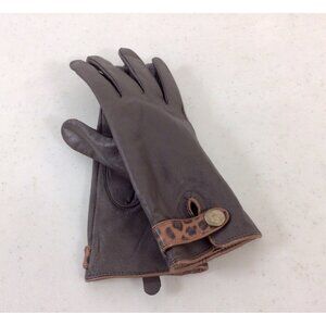 Sole Society Leather Gloves Lined Leopard Print Womens Small